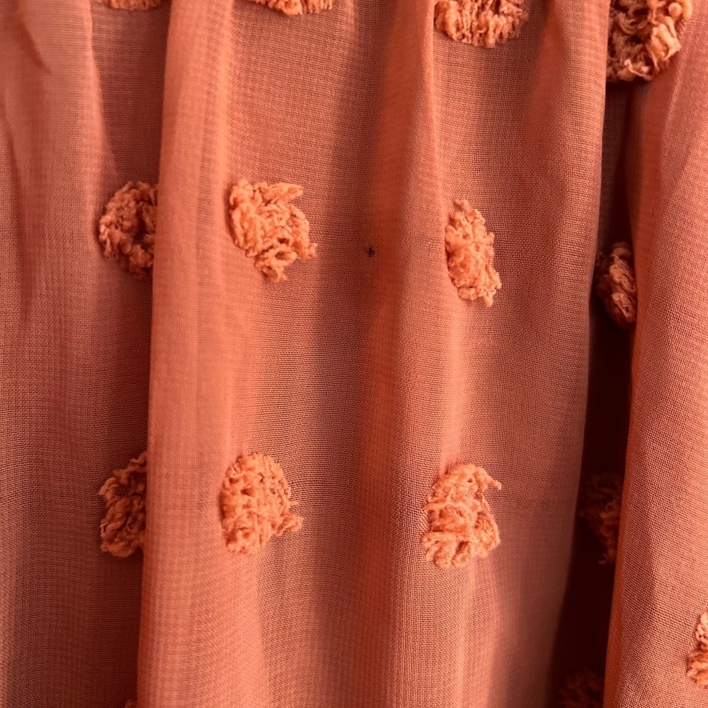 Rust Orange Clip Dot Long Sleeve Mini Dress S - Picture 10 of 10
